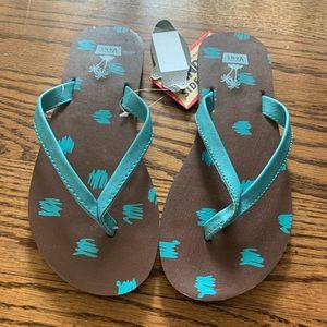 Vans Cardif, Teal, surf Siders flip flops, NWT
